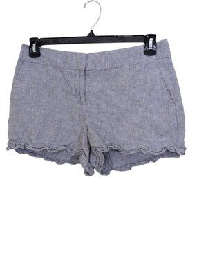 Loft Shorts Womens 6 Gray Chino Linen Preppy Ruffle Pockets Khaki 4 Inch Ladies